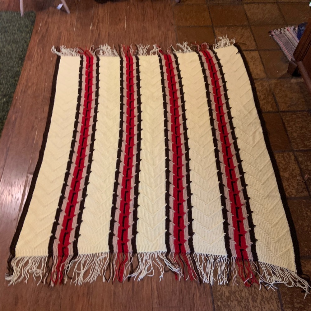 Vintage acrylic throw afghan with southwest/Aztec style 60” x 64”